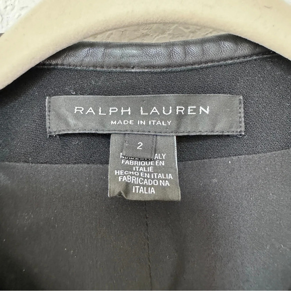 RARE Ralph Lauren Black Label Made in Italy Leather Trim Blazer Jacket Size 2 - Picture 9 of 13